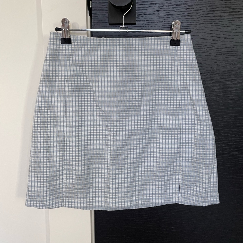 brandy melville plaid baby blue cara skirt